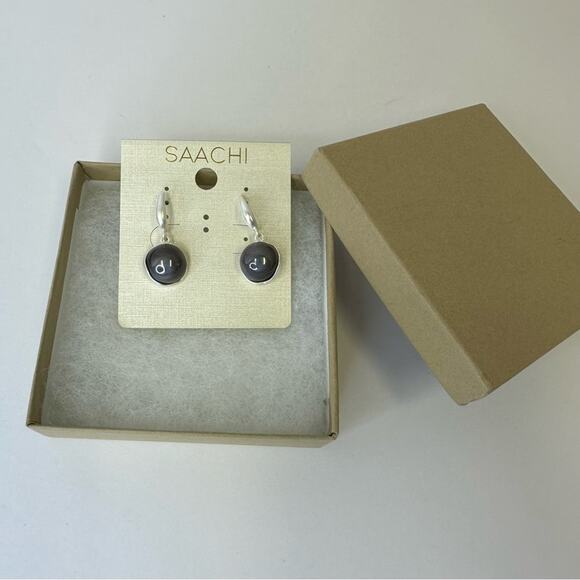 SAACHI Jewelry - Saachi Matte Silver and Black Glass Earrings